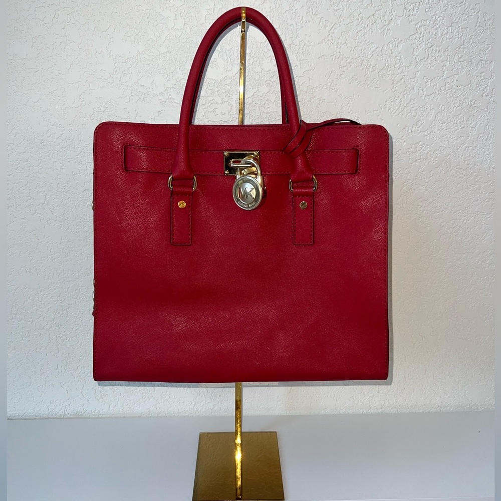 🌶️Michael Kors Hamilton Saffiano Leather Large Tote Shoulder Bag - Picture 3 of 13